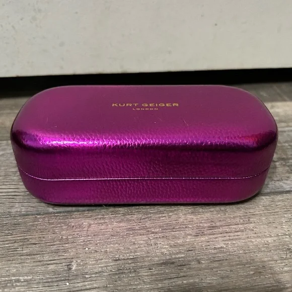 Kurt Geiger Metallic Purple Glasses Case KENSINGTON RECTANGLE Black Drench Sunglasses by KURT GEIGER  main image 2